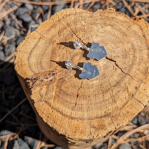 Zuni Earring Multi Stones Sterling Silver Inlay‎ Native American Jewelry *** - Picture 8 of 8